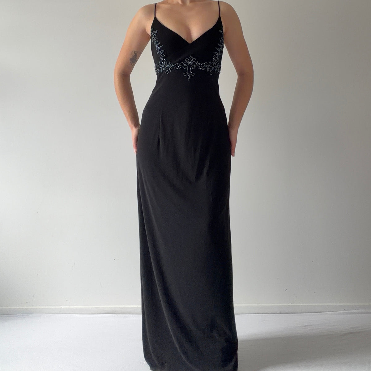 Blondie Nites Beaded Maxi Dress | L