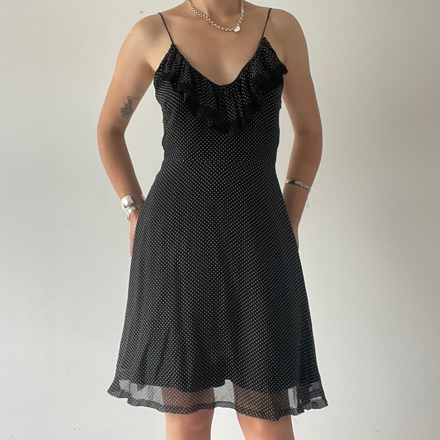 Olga Kapustina Silk Polka Dot Midi Dress | S