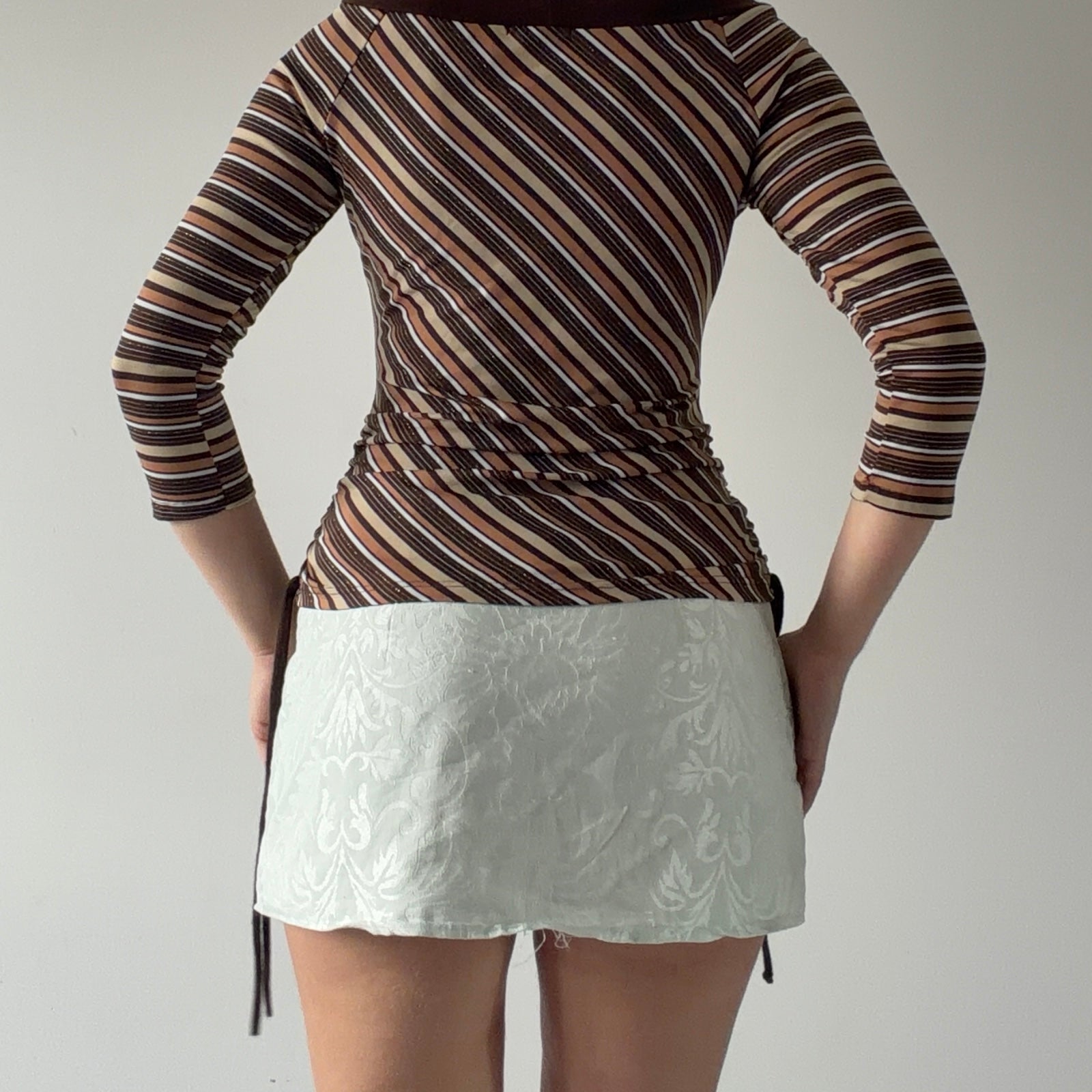 One 3/4 Sleeve Stripe Top | L