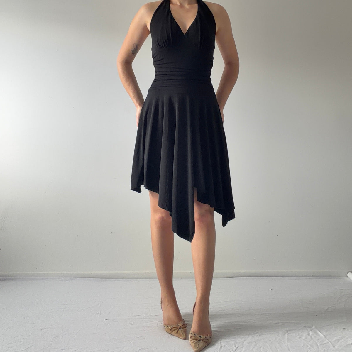 Speechless Asymmetric Halter Midi Dress | M