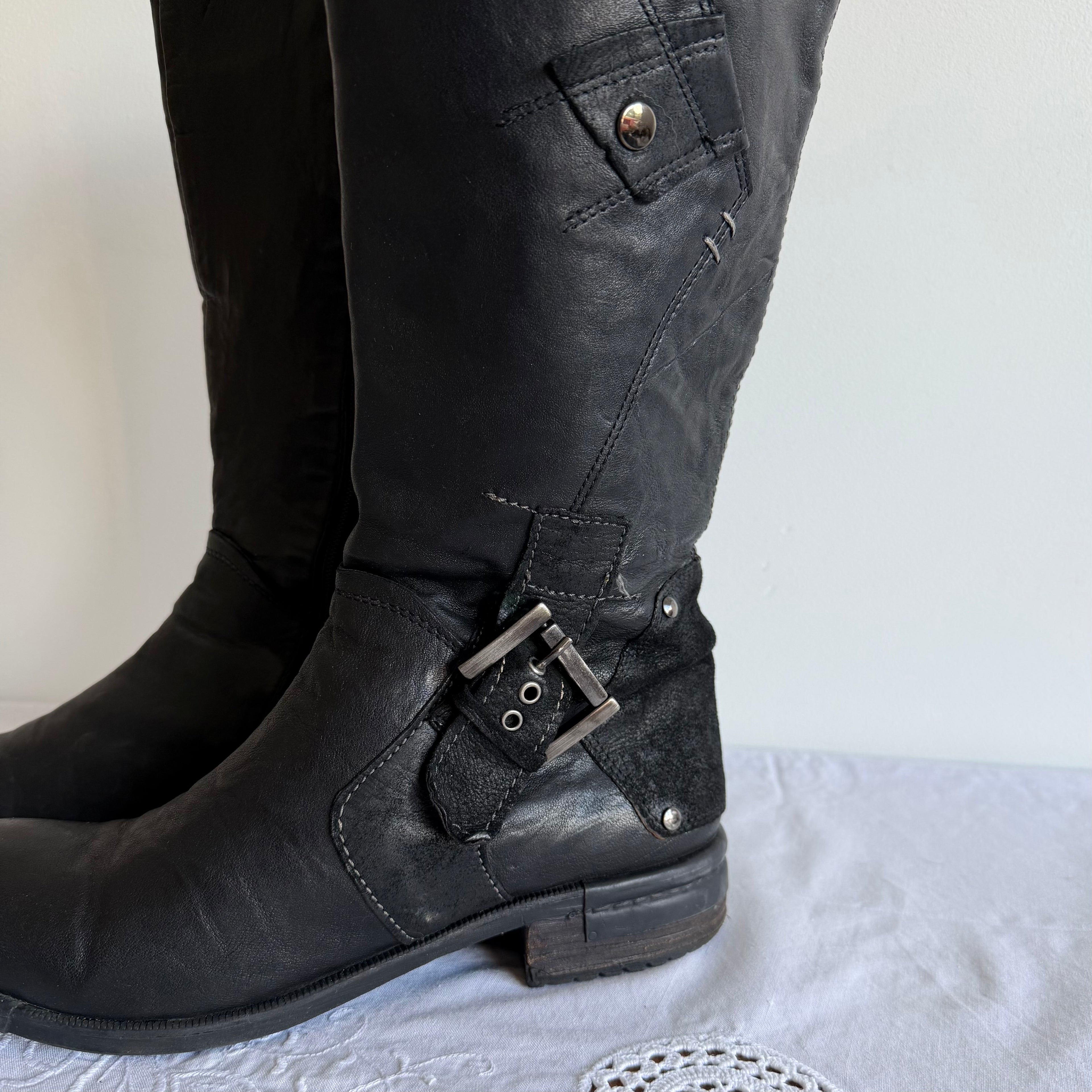 Khiro Leather Moto Boots | Size EU 38 / US 7 / UK 5
