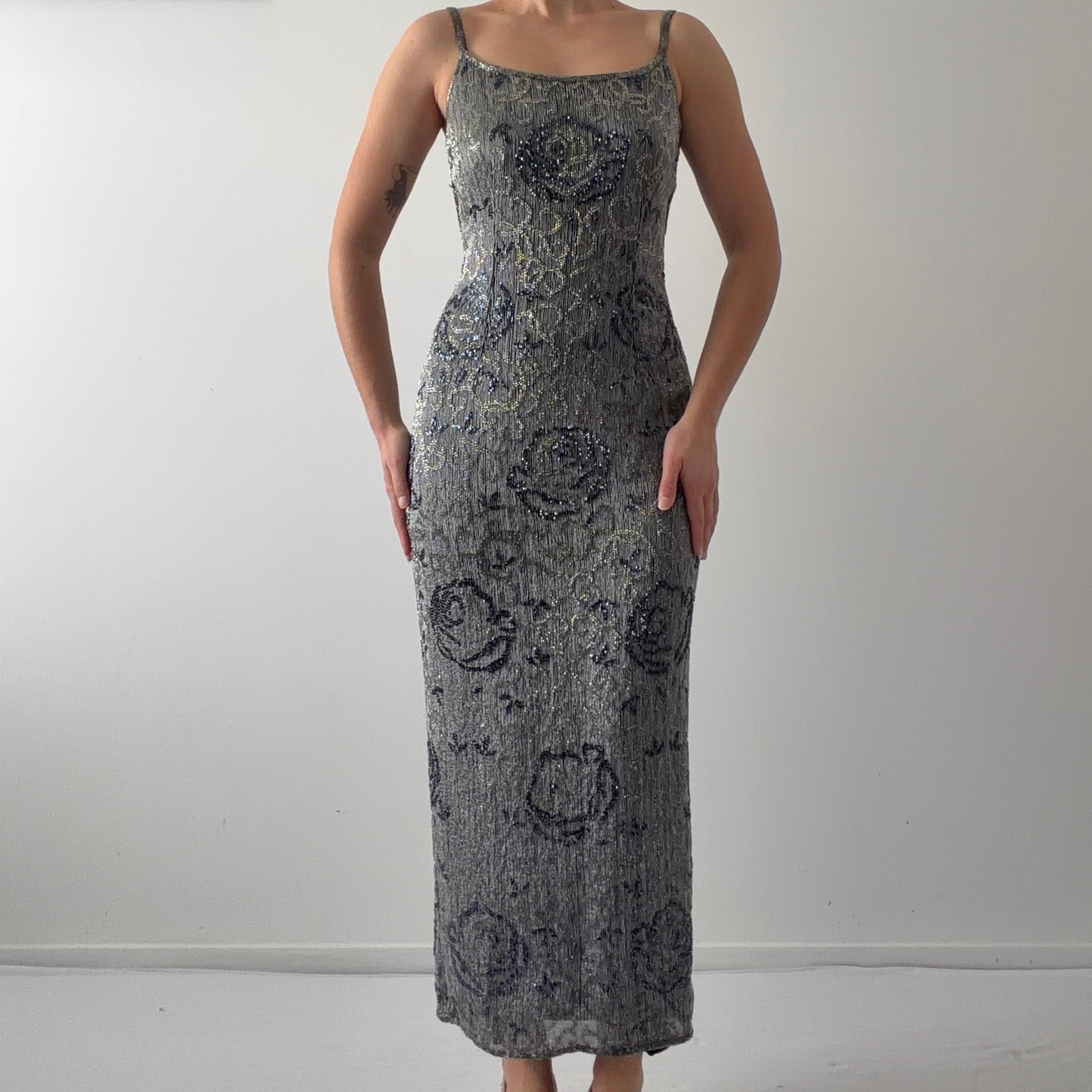 Monsoon Silk Beaded Dress | M