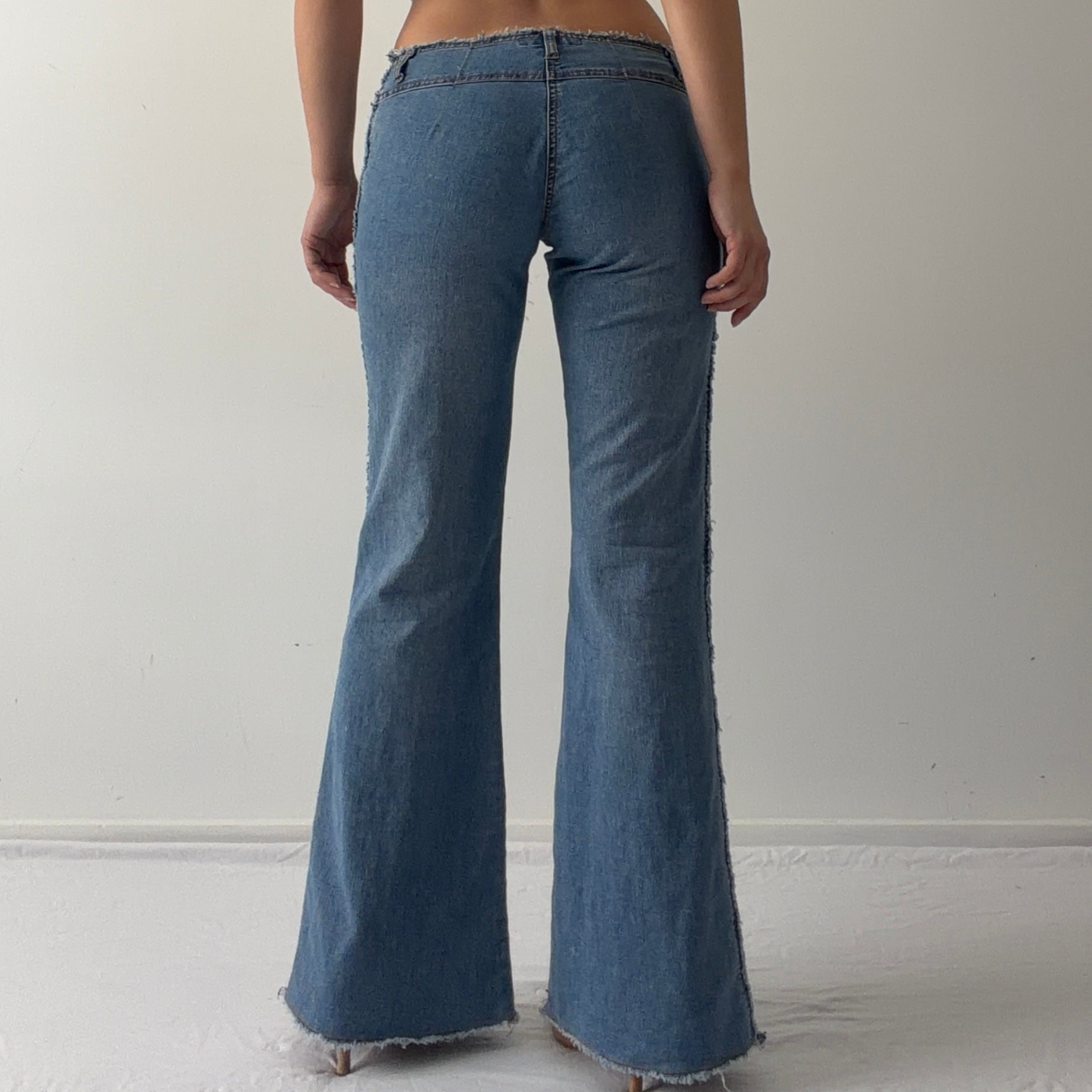 90s Glassons Fray Flare Jeans | S
