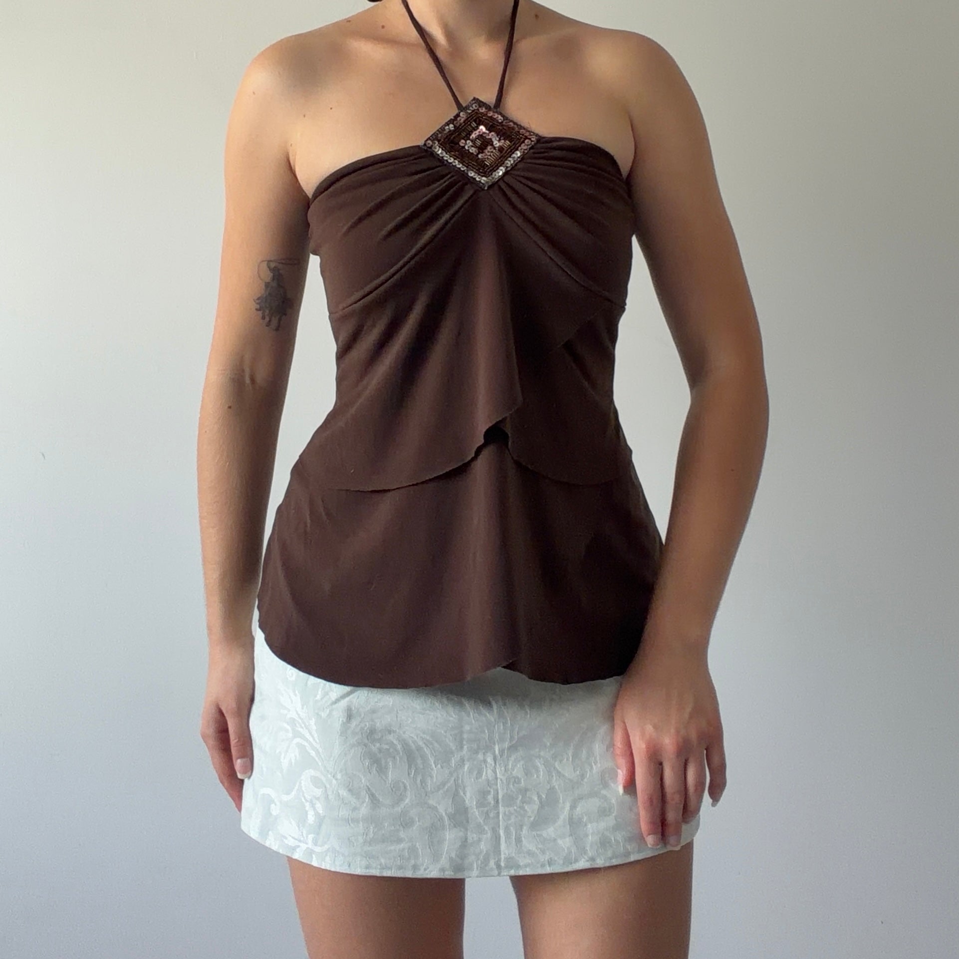 Tattoo Ruffle Halter Top | Made in Canada | S
