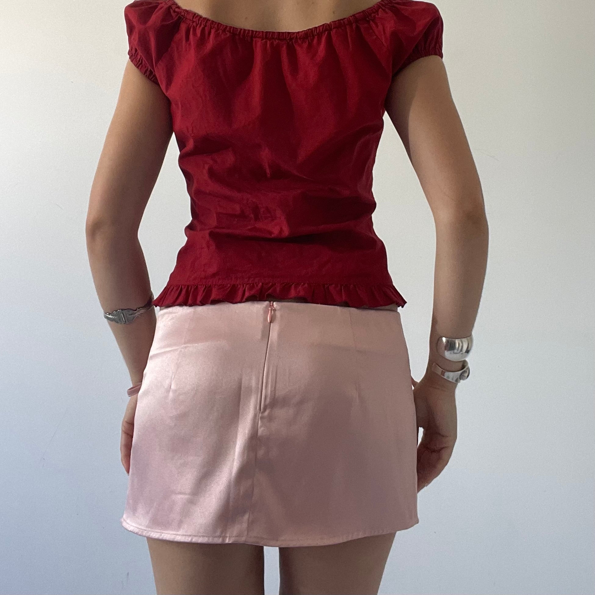 L'Est Rose Ruched Milkmaid Top | 8-10