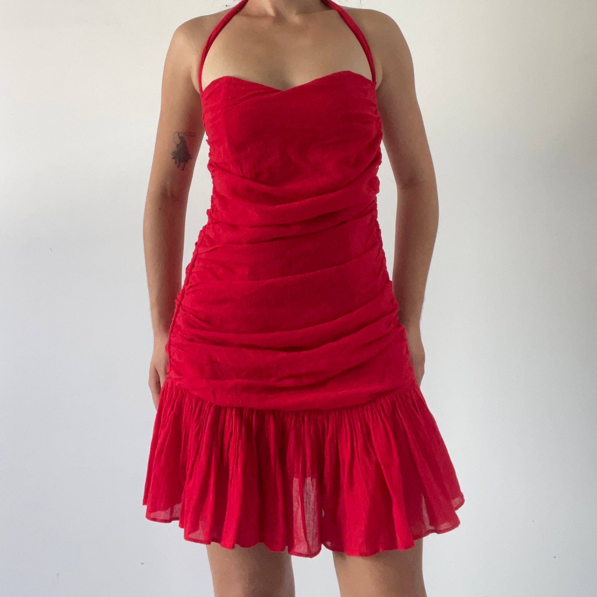 90s Ruched Mini Dress | 10-12