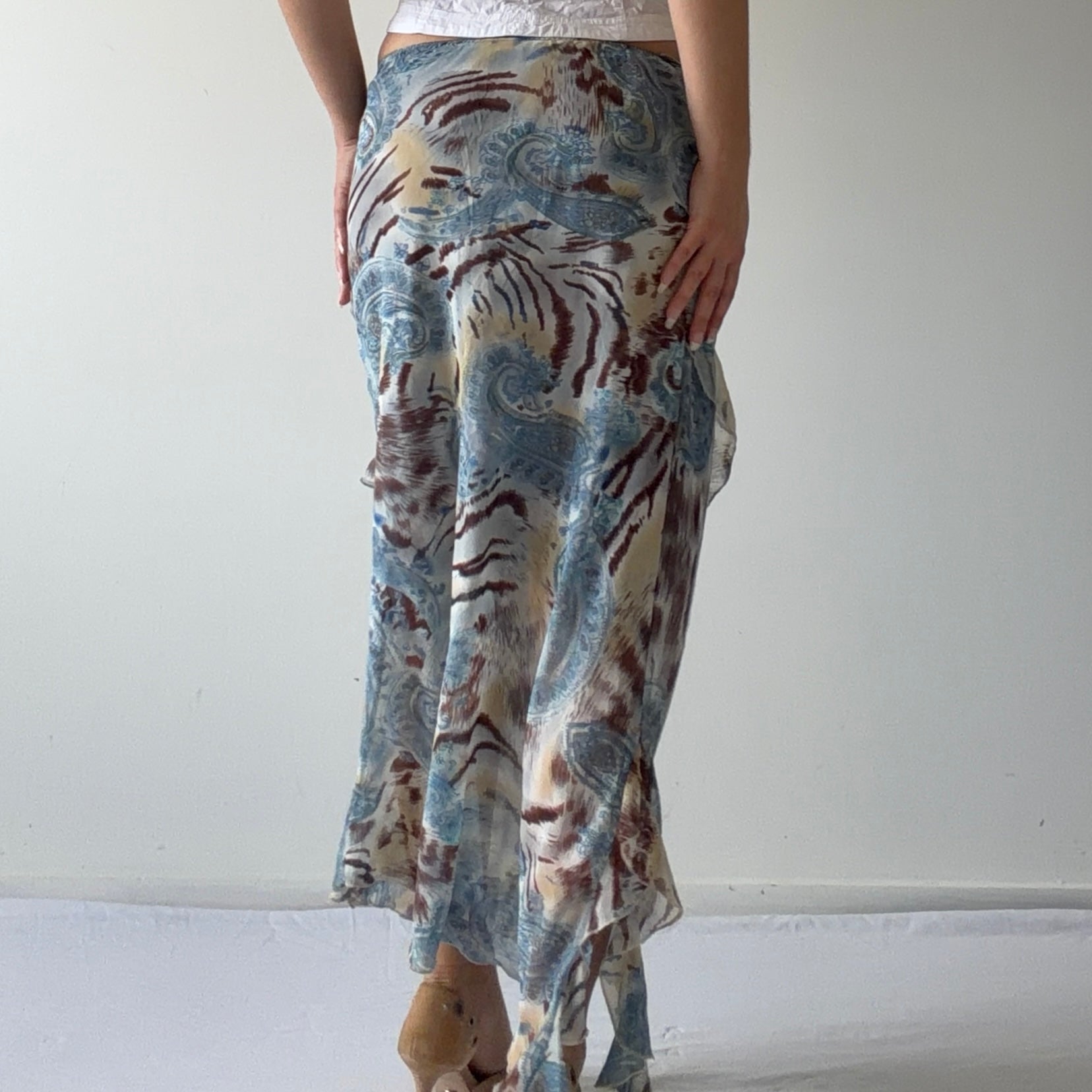 Paisley Ruffle Midi Skirt | 8-10
