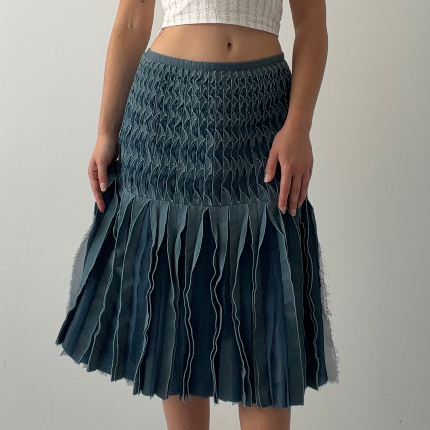 Two Tone Pleated Midi Skirt | 6-10