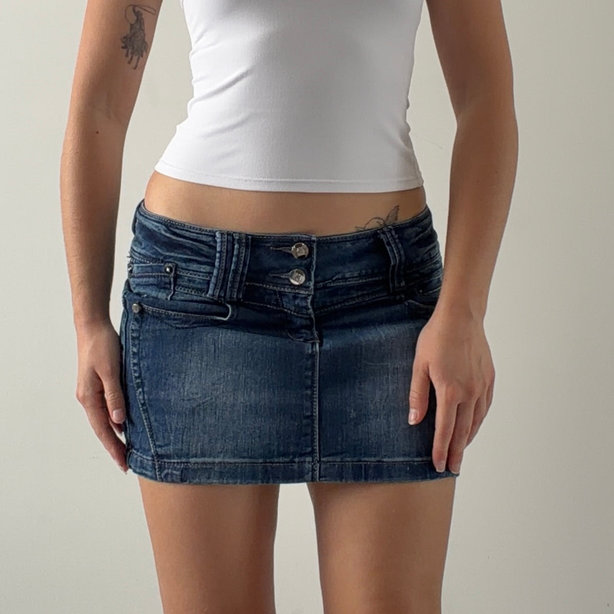 Gourd Jeans Micro Mini Denim Skirt | XS
