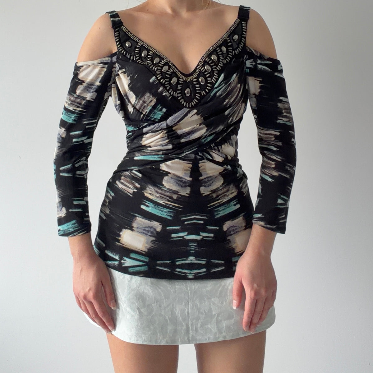 Venus Embellished Cutout Top | L