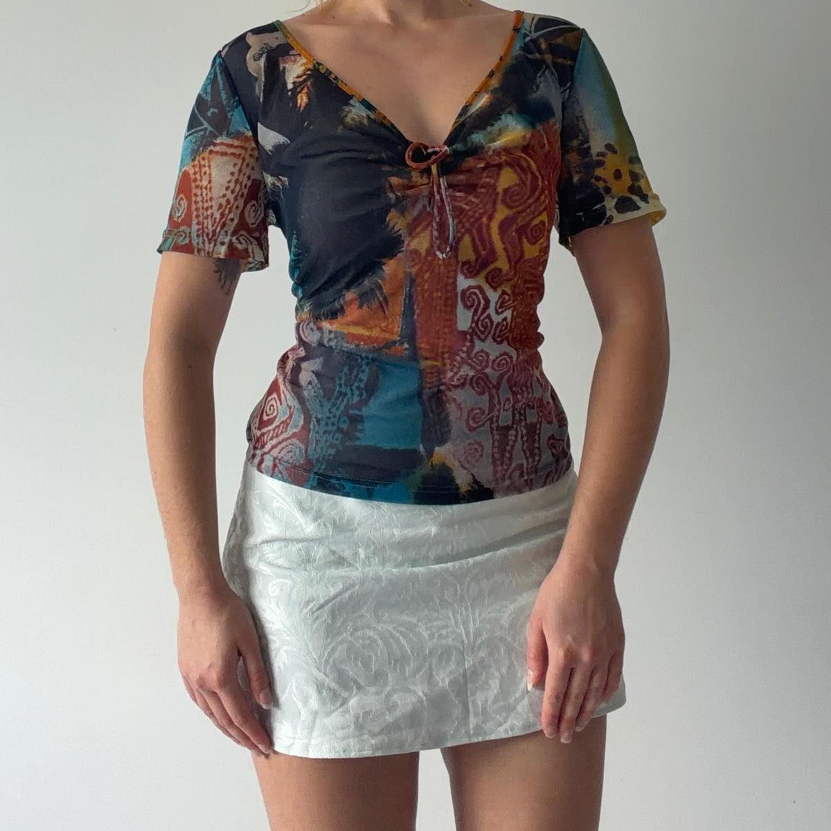 Marie Claire Graphic Mesh Top | L-XL