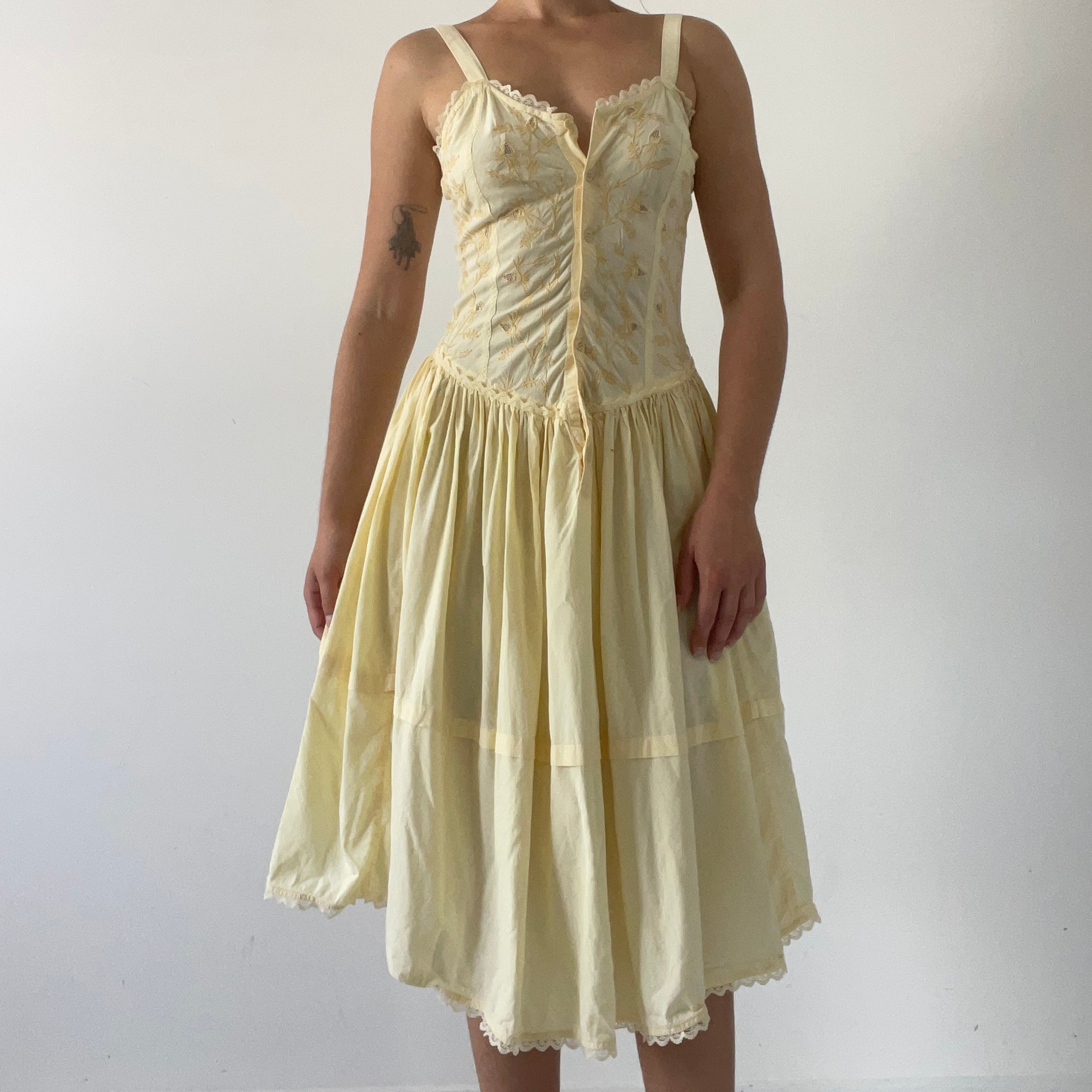 Embroidered Prairie Dress | Made in India | XS