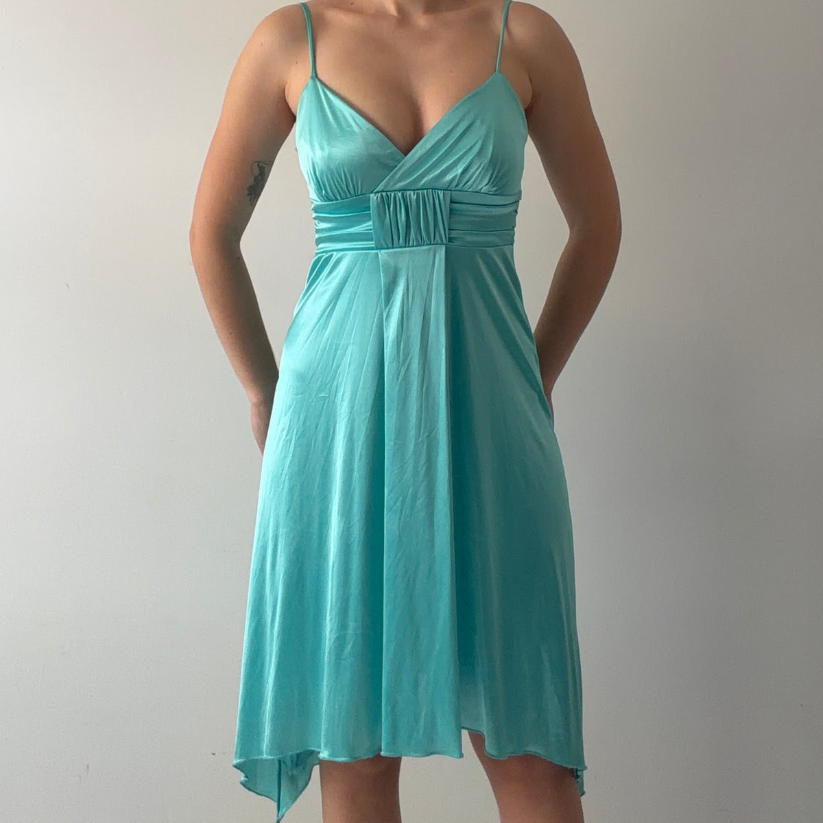 City Triangles Aqua Asymmetric Midi Dress | XS