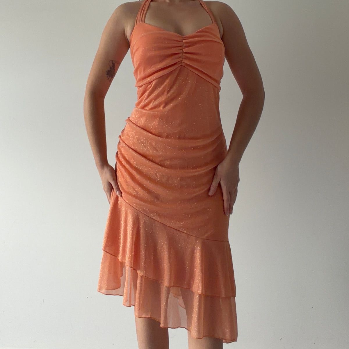 Jessica Asymmetric Halter Ruffle Dress | XXL