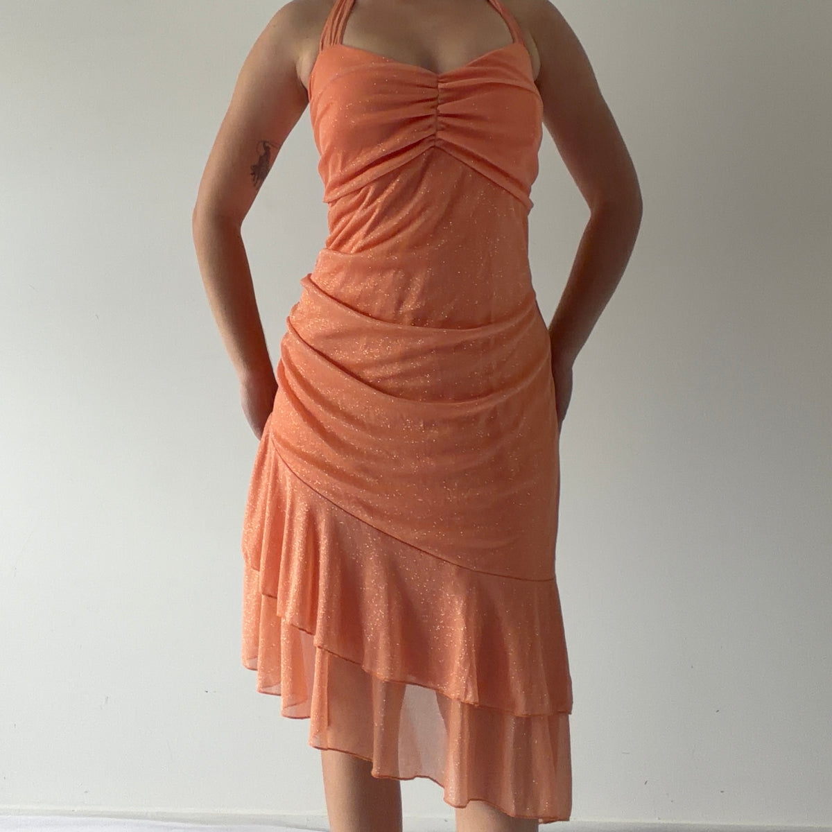 Jessica Asymmetric Halter Ruffle Dress | XXL