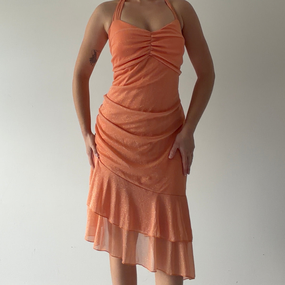 Jessica Asymmetric Halter Ruffle Dress | XXL