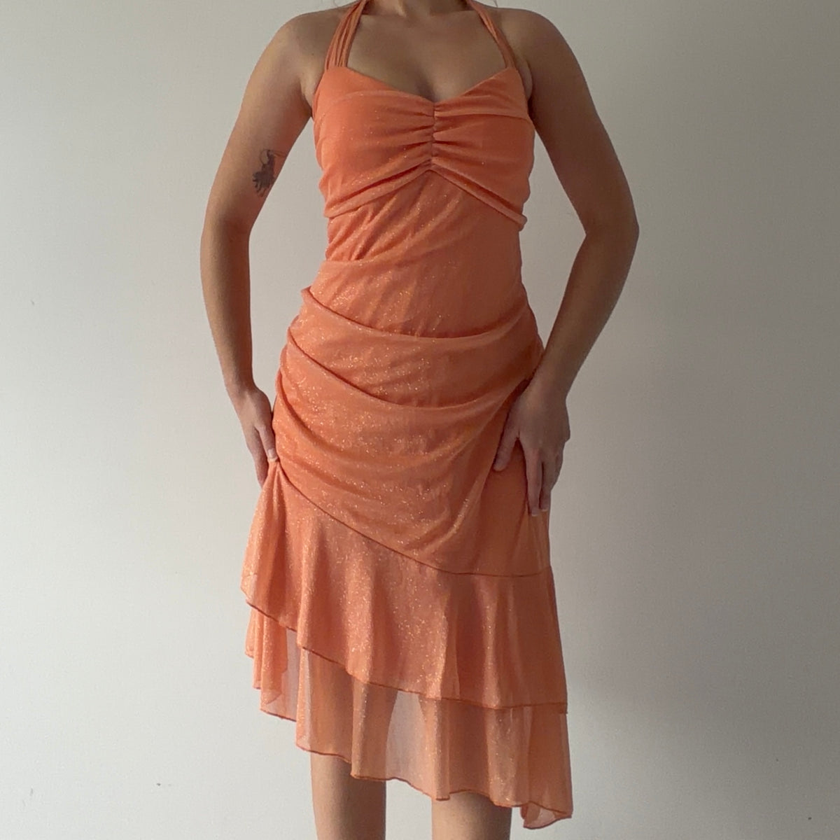 Jessica Asymmetric Halter Ruffle Dress | XXL
