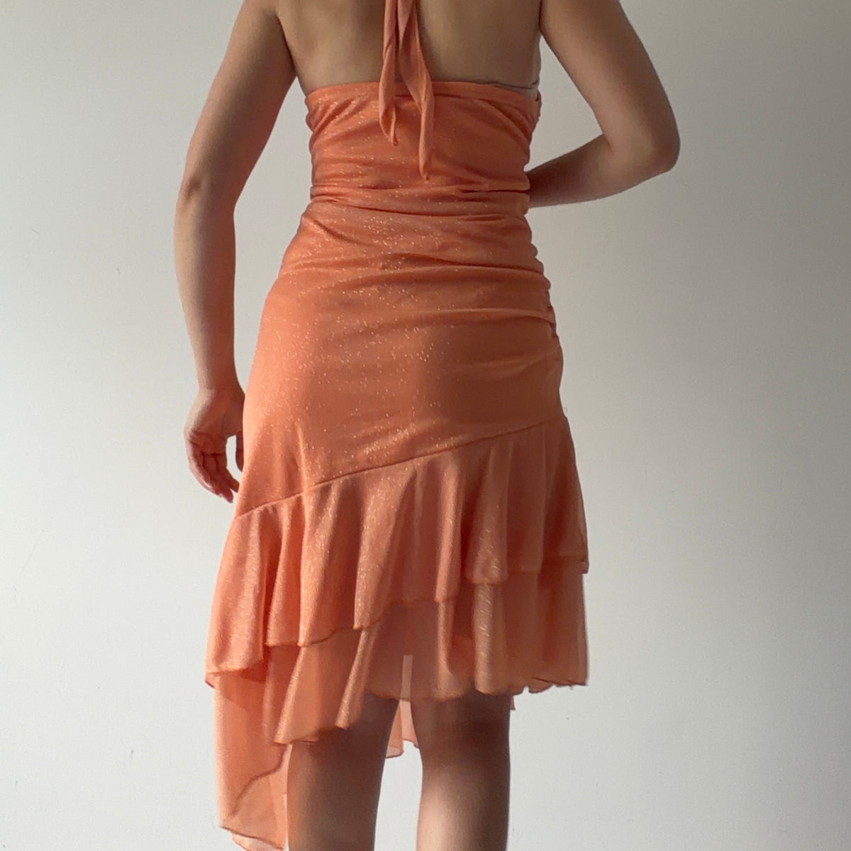 Jessica Asymmetric Halter Ruffle Dress | XXL