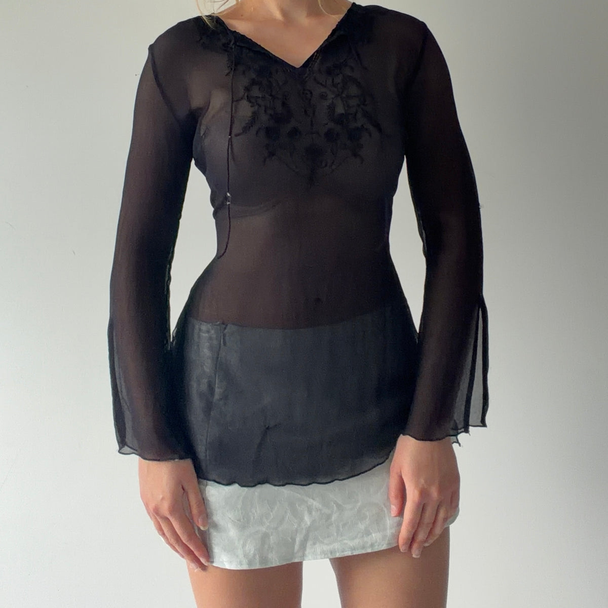 Worthington Silk Embroidered Top | M