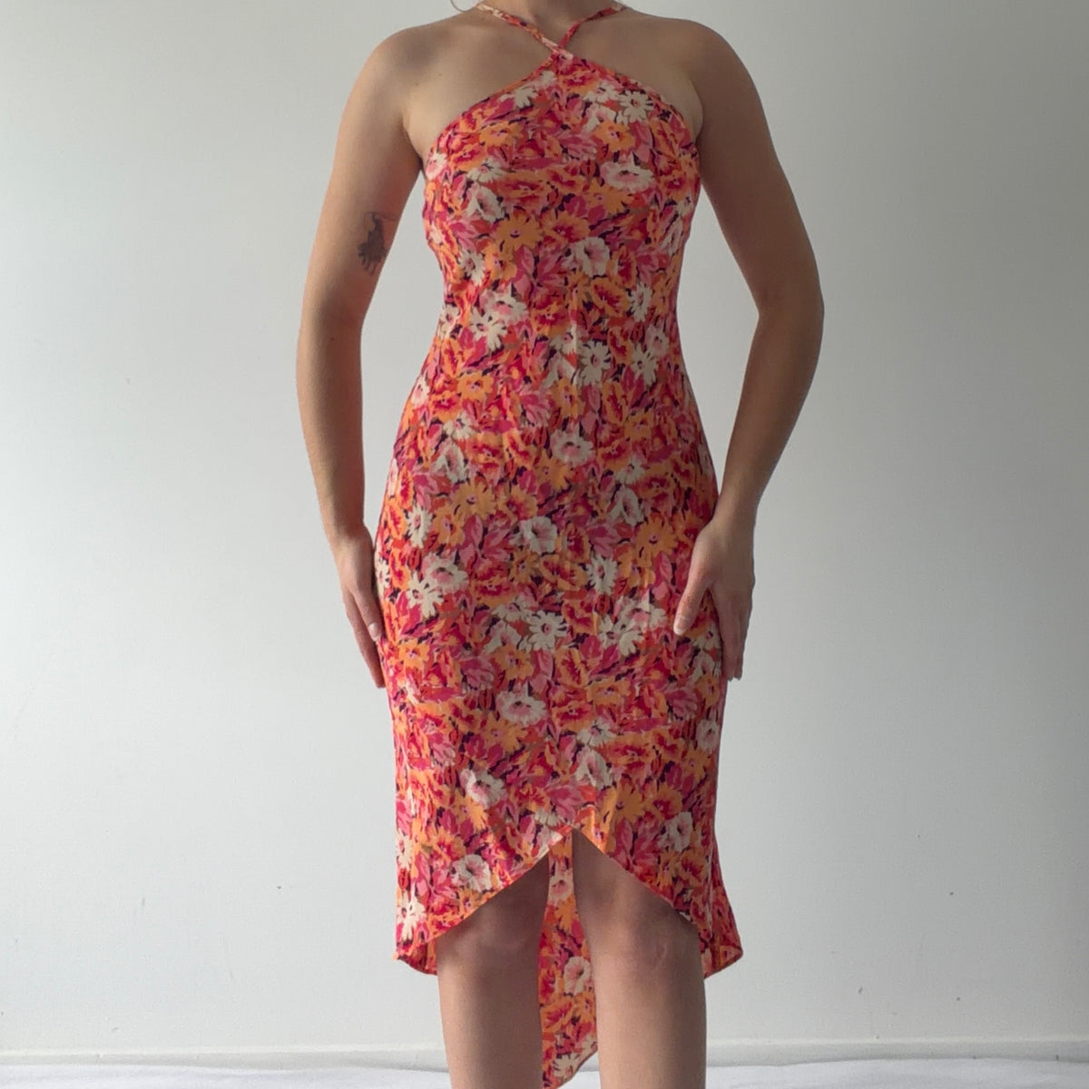 Express Floral Halter Midi Dress | XS