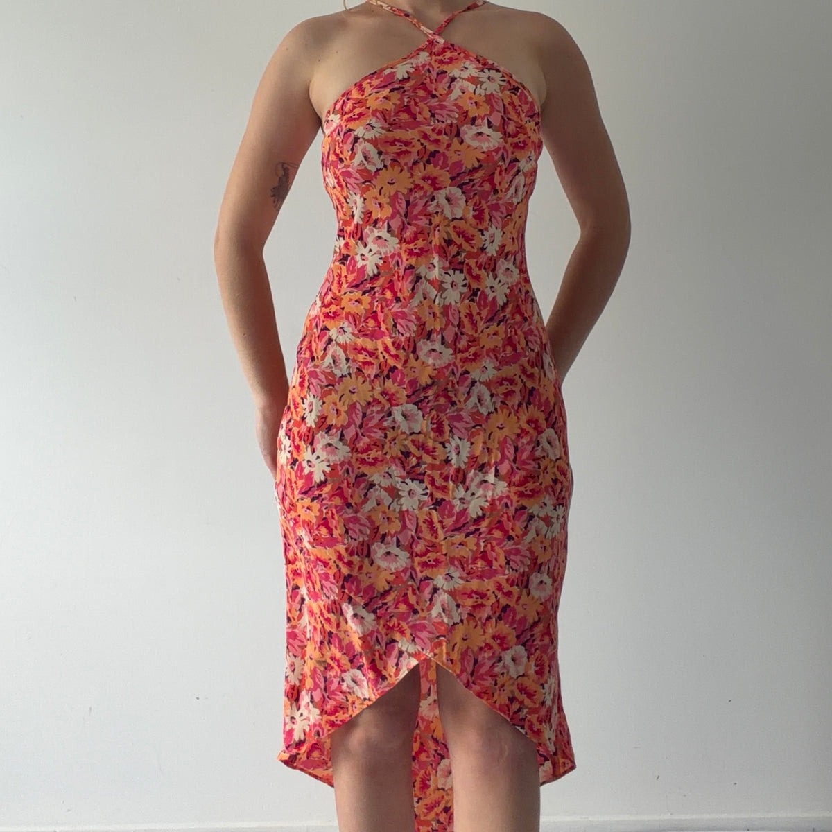 Express Floral Halter Midi Dress | XS