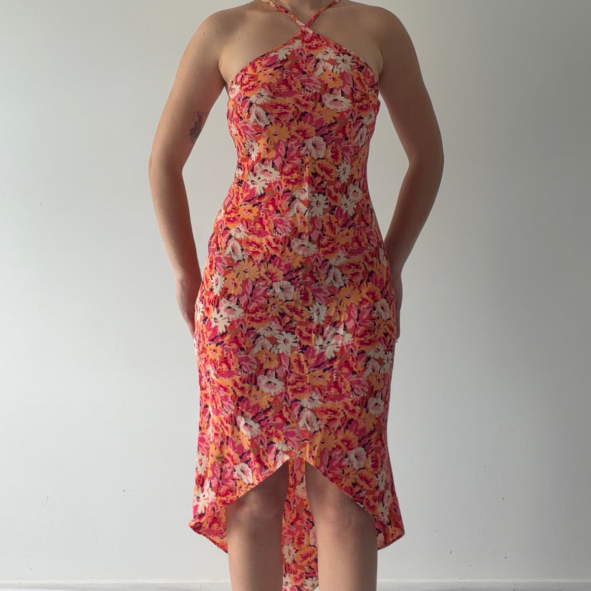 Express Floral Halter Midi Dress | XS