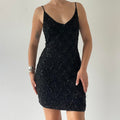 Beaded Mini Dress with Open Back