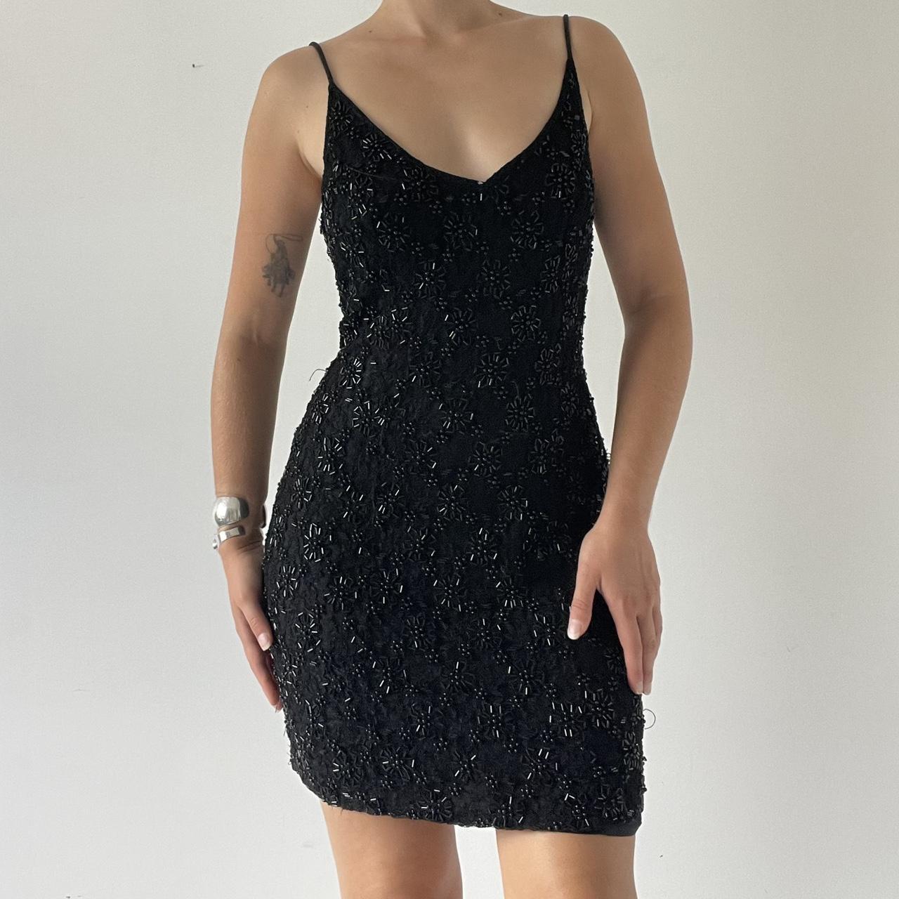 Beaded Mini Dress with Open Back