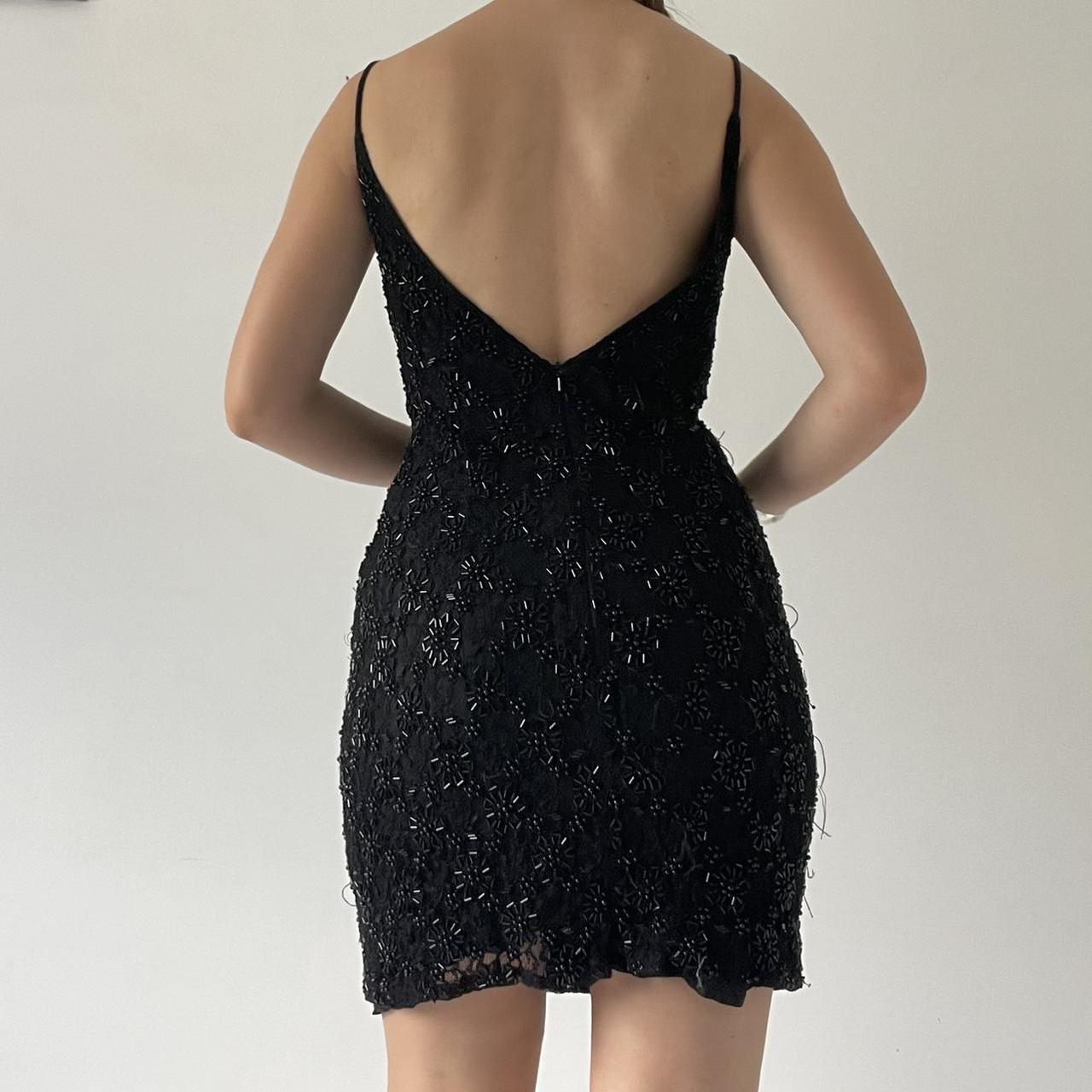 Beaded Mini Dress with Open Back