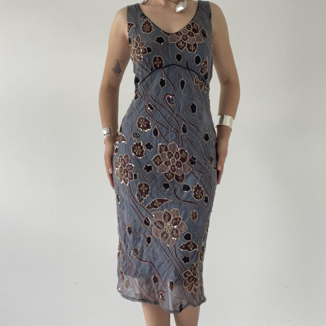 Silk Beaded Midi Dress