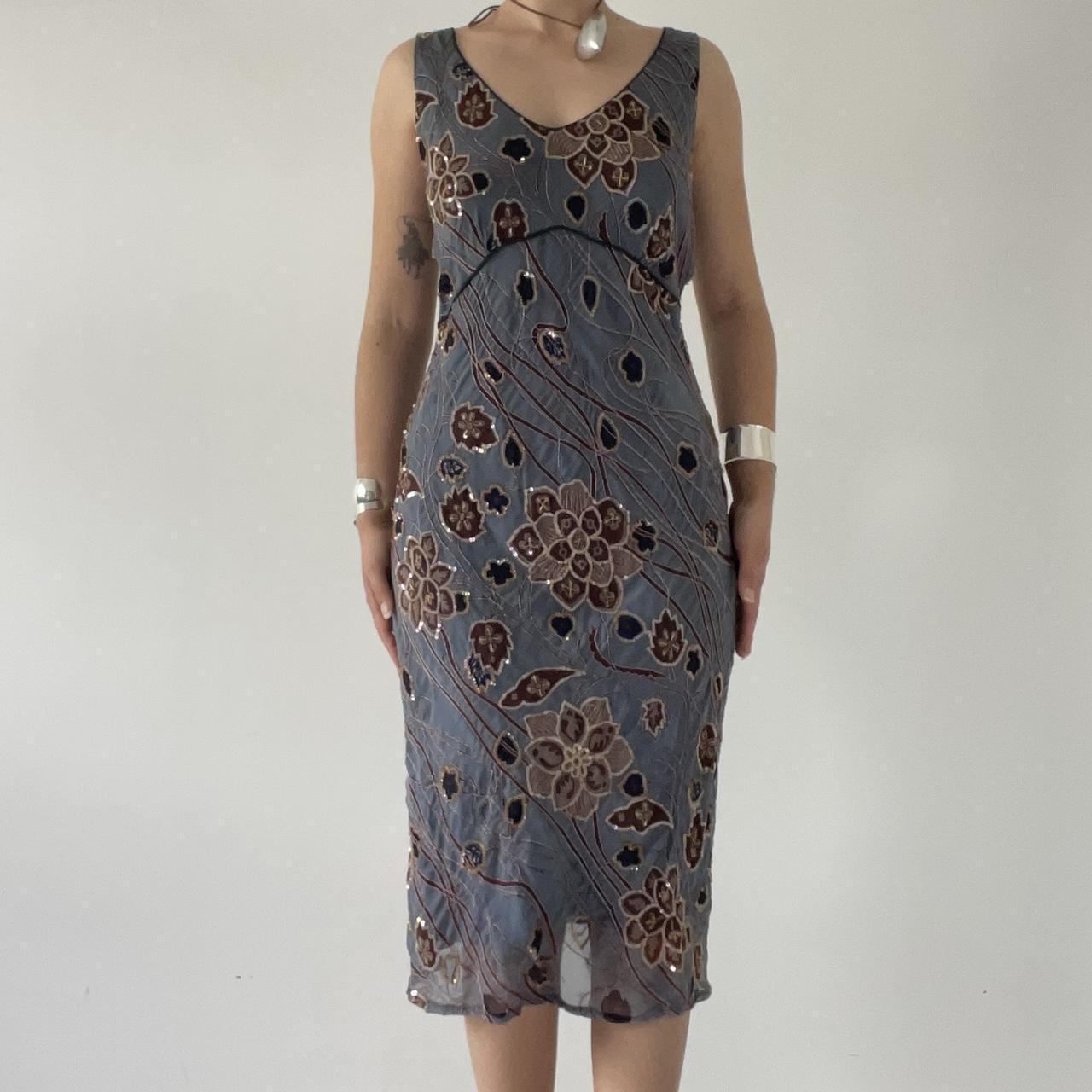 Silk Beaded Midi Dress
