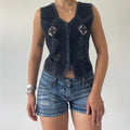 Crochet Suede Vest Top