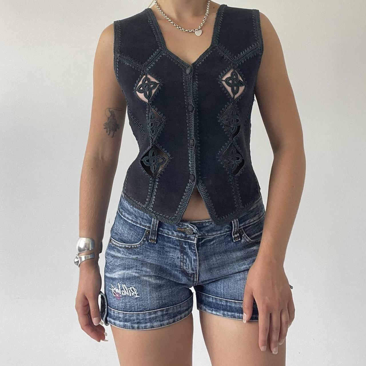 Crochet Suede Vest Top