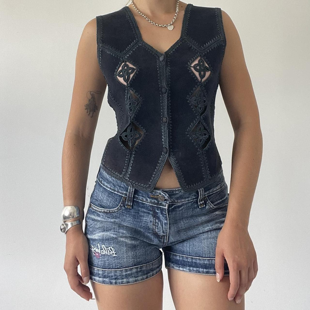 Crochet Suede Vest Top