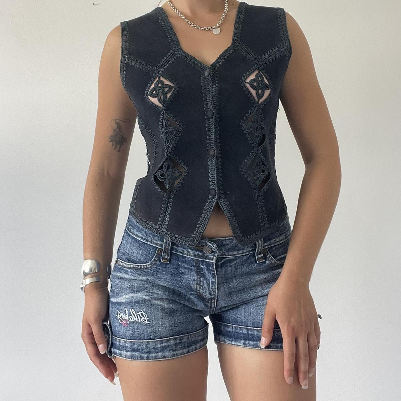 Crochet Suede Vest Top
