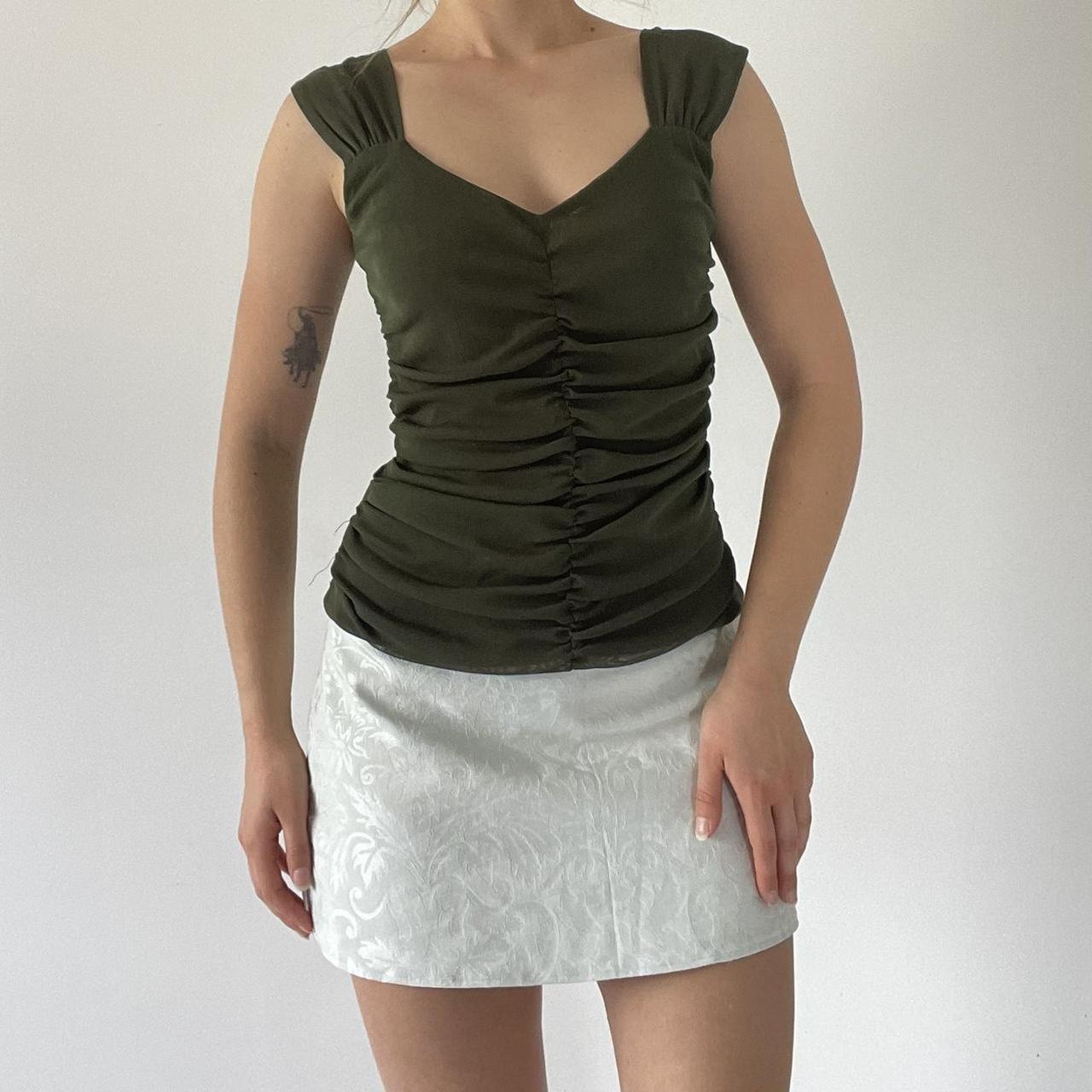 Ruched Mesh Tank Top