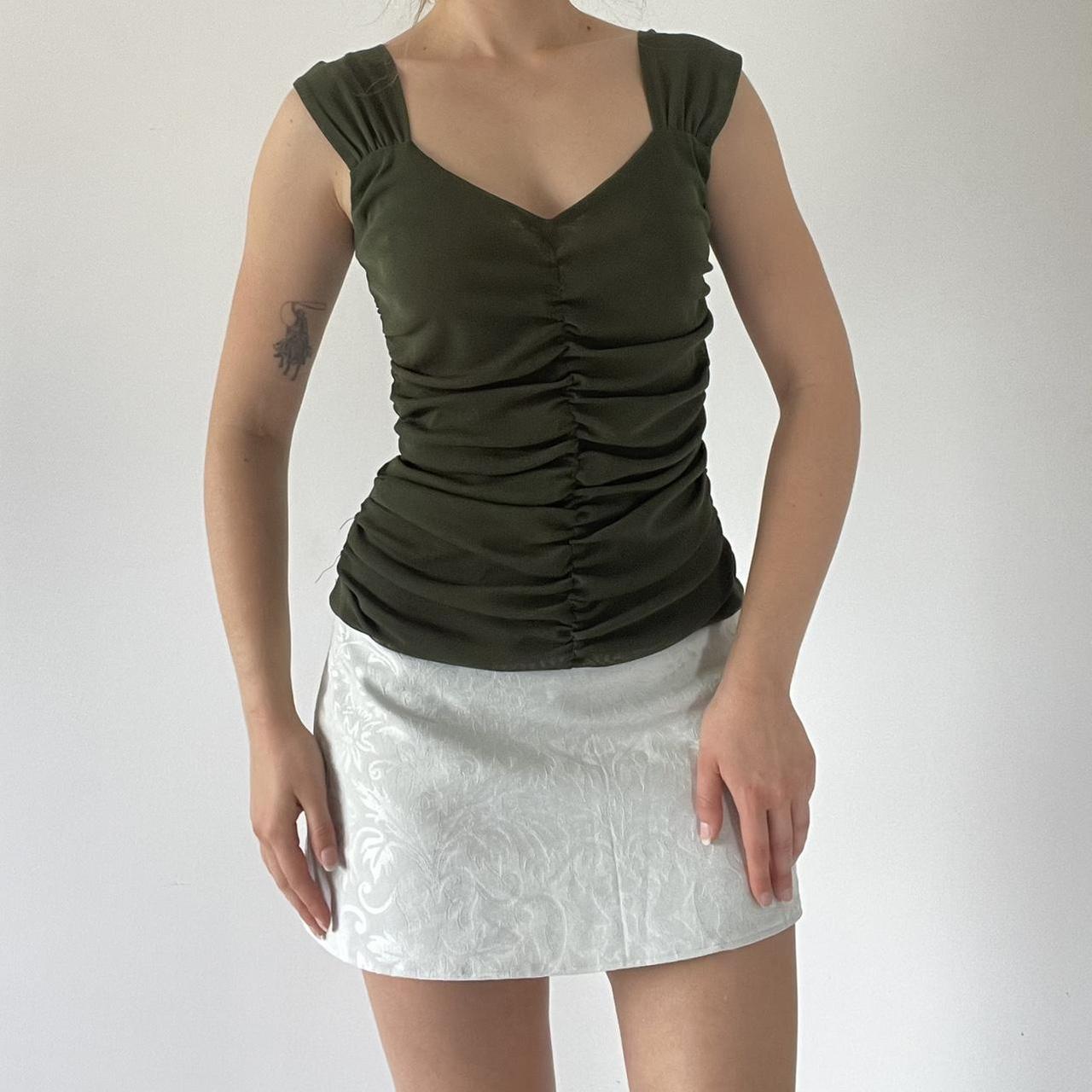 Ruched Mesh Tank Top