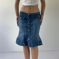 First Kiss Denim Midi Skirt