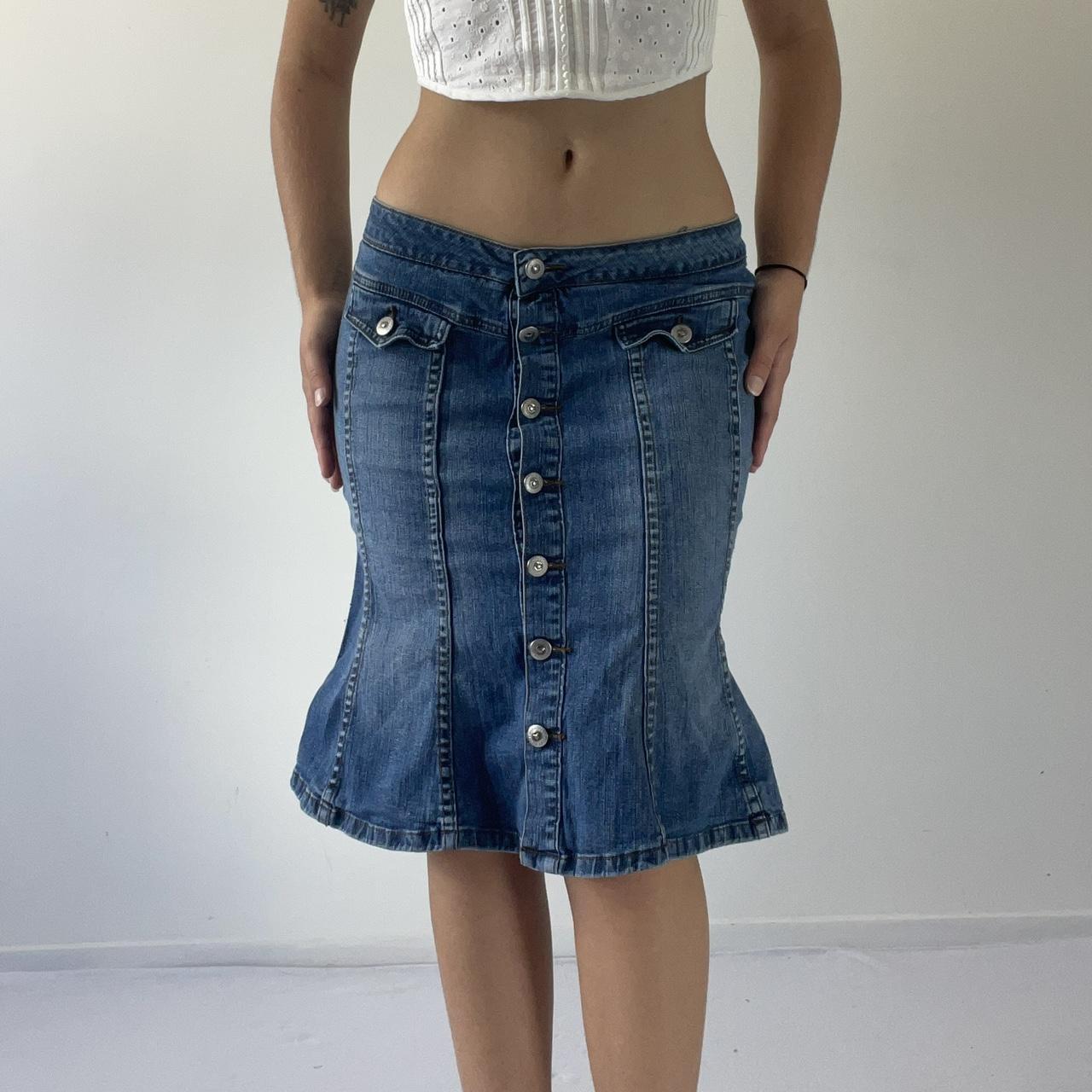 First Kiss Denim Midi Skirt