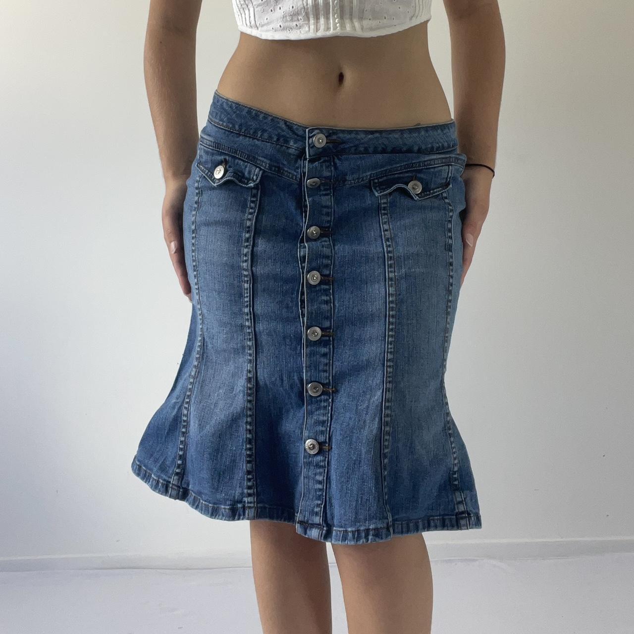 First Kiss Denim Midi Skirt
