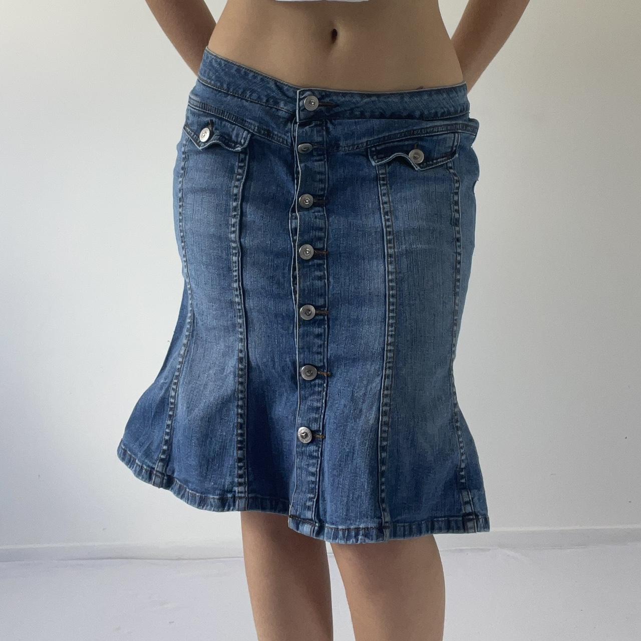 First Kiss Denim Midi Skirt
