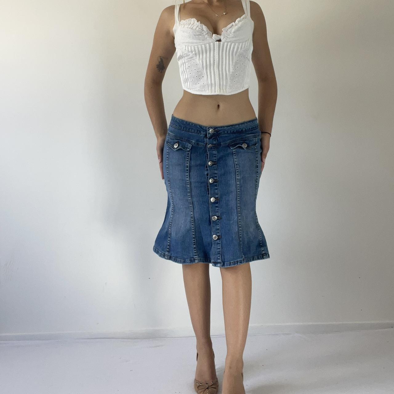First Kiss Denim Midi Skirt