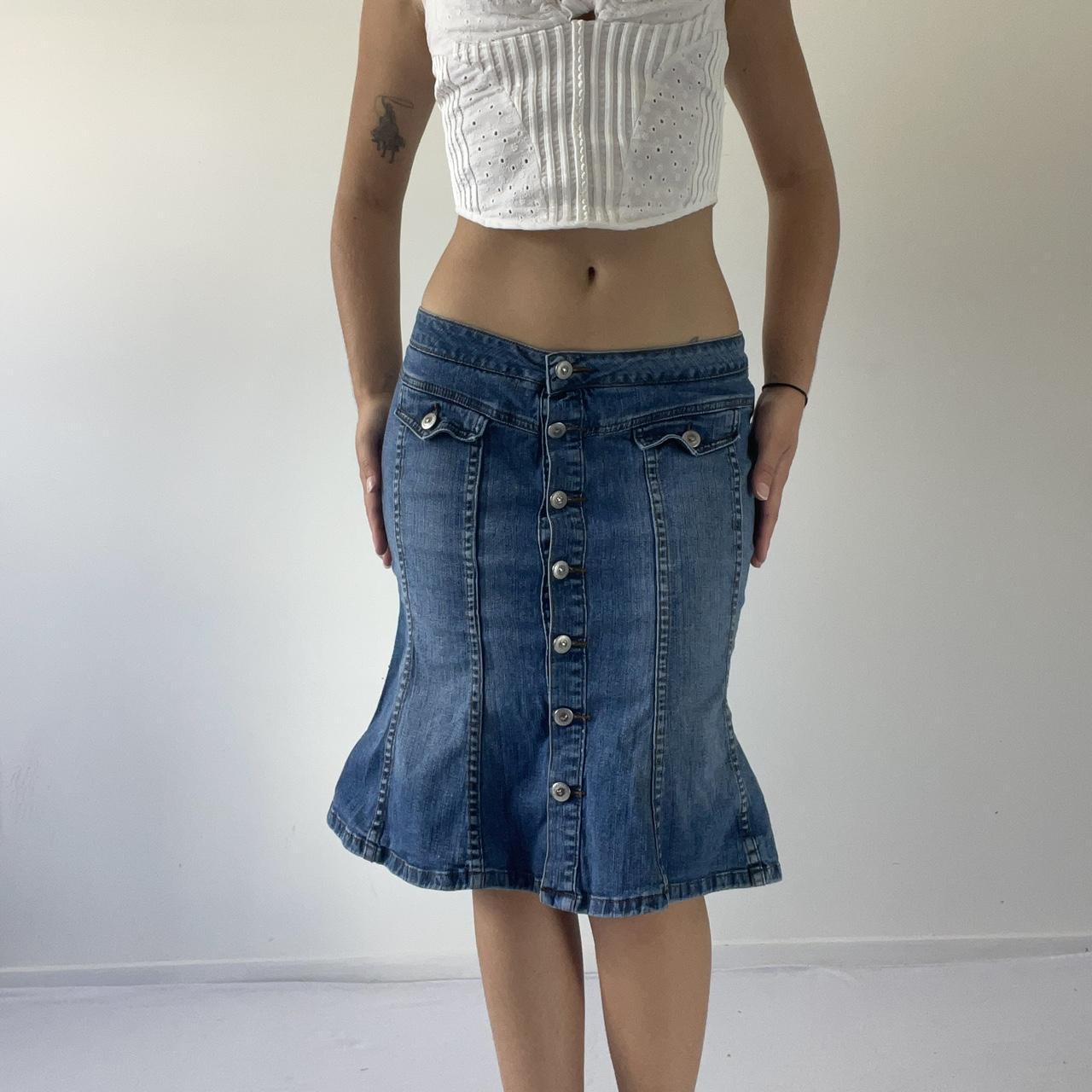 First Kiss Denim Midi Skirt
