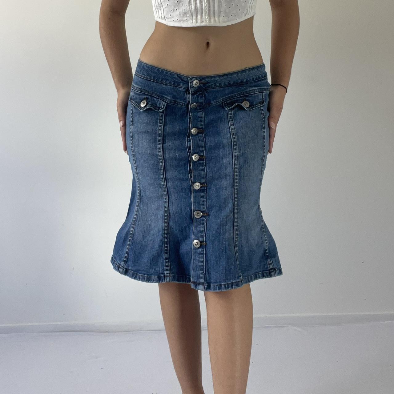 First Kiss Denim Midi Skirt