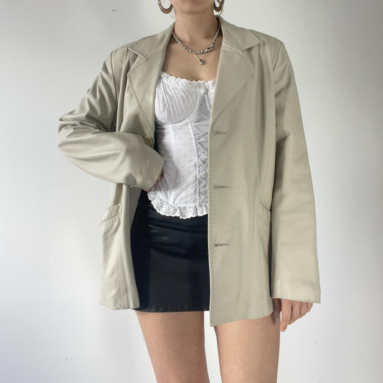 Cream Leather Blazer
