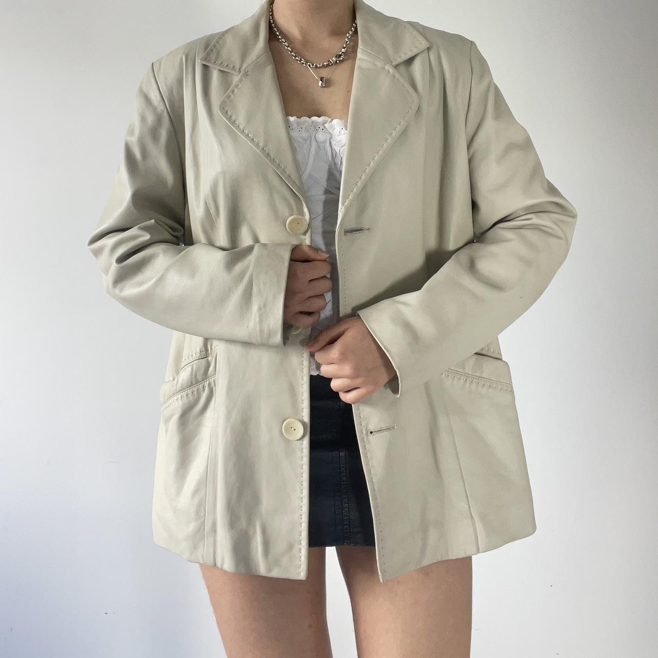 Cream Leather Blazer