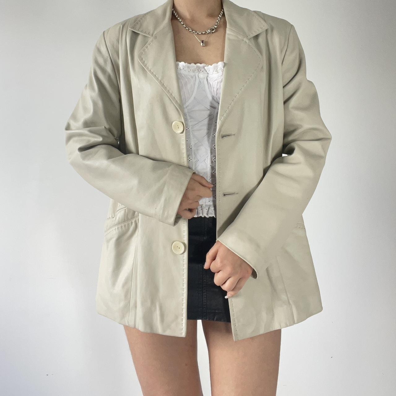 Cream Leather Blazer