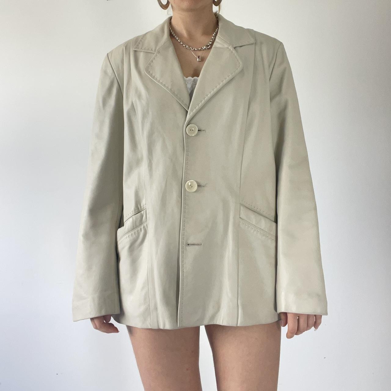 Cream Leather Blazer