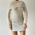 Fold Over Cream Sweater