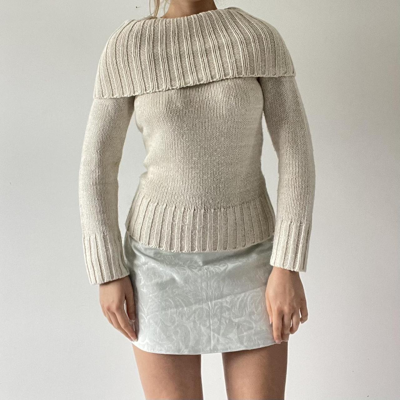 Fold Over Cream Sweater